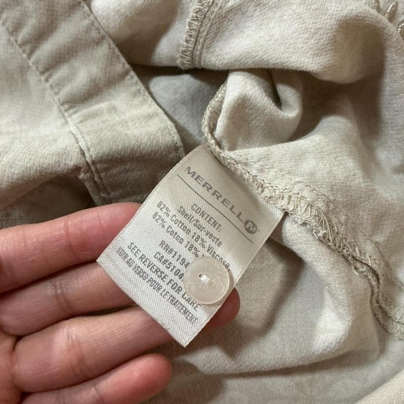 Merrell Womens Long Sleeve Button Up Shirt Beige Floral Print bio-blend Size XL - Picture 6 of 8